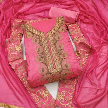 pink cotton hand embroidery dress material 1