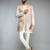 peach thread embroidered jacquard weave nehru jacket with cream fine satin pant style pyjama set 