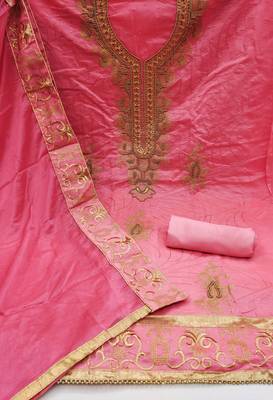 pink cotton hand embroidery dress material 2