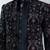 black velvet embroidered indo-western kurta pant set with mandarin collar 