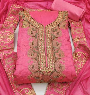 pink cotton hand embroidery dress material 3