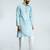 aqua cotton blend jacquard thread embroidered long kurta with white poplin cotton pyjama set 