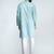 aqua cotton blend jacquard thread embroidered long kurta with white poplin cotton pyjama set 