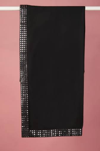 black silk blend mirror work dupatta for wedding & festive wear