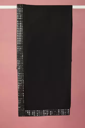 black silk blend mirror work dupatta for wedding & festive wear