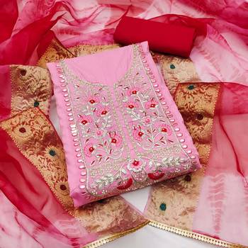 baby pink cotton embroidered dress material 1
