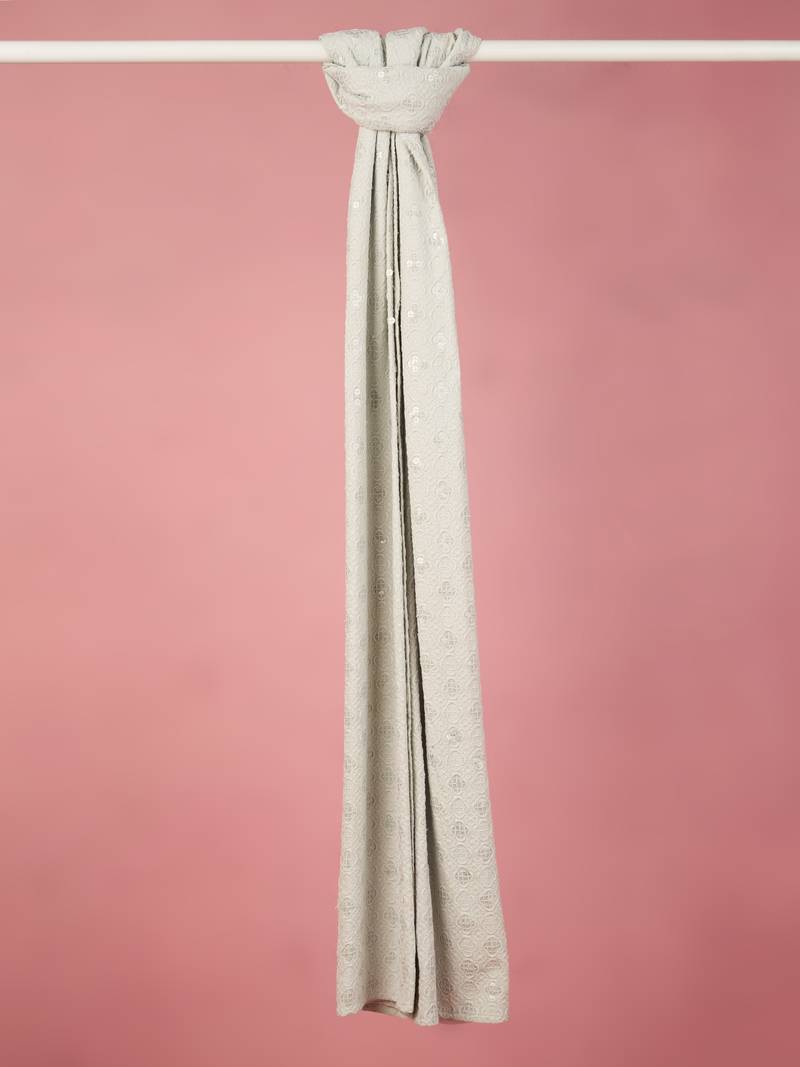grey silk blend embroidered dupatta | festive & wedding wear with sequin work