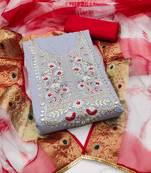 grey cotton embroidered dress material