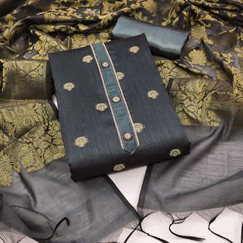 grey jacquard woven dress material 1