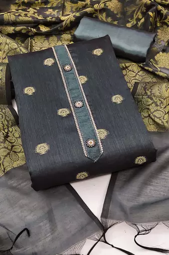 grey jacquard woven dress material