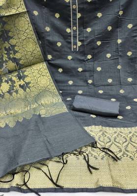 grey jacquard woven dress material 2