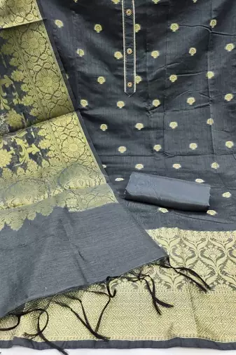 grey jacquard woven dress material