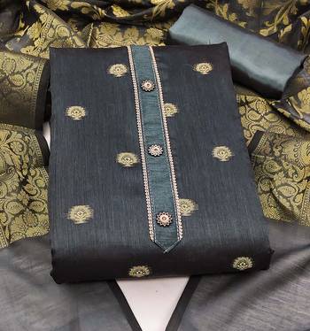 grey jacquard woven dress material 3