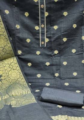grey jacquard woven dress material 4