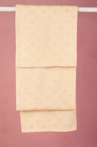 peach silk blend embroidered dupatta | festive & wedding wear with sequin work