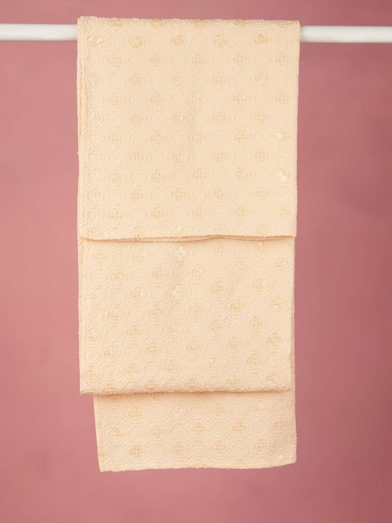 peach silk blend embroidered dupatta | festive & wedding wear with sequin work