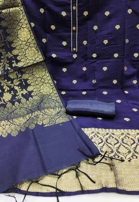 blue jacquard woven dress material 2