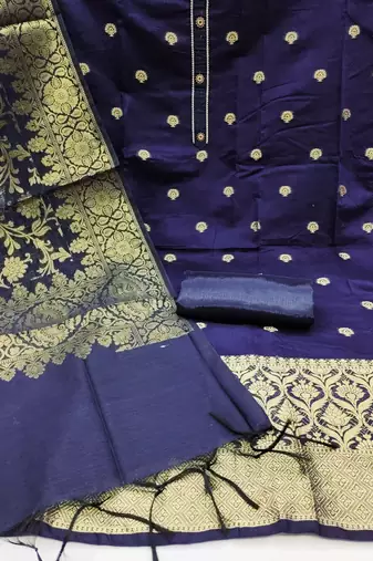 blue jacquard woven dress material