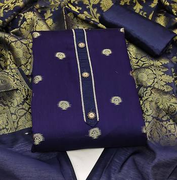 blue jacquard woven dress material 3