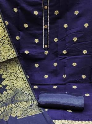 blue jacquard woven dress material 4