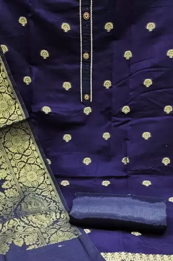 blue jacquard woven dress material