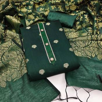 green jacquard woven dress material 1