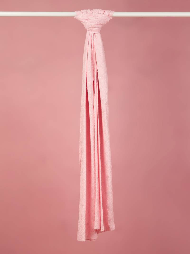 pink silk blend embroidered dupatta | festive & wedding wear with sequin work