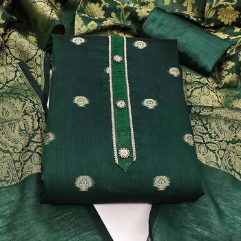 green jacquard woven dress material 3