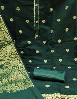 green jacquard woven dress material 4