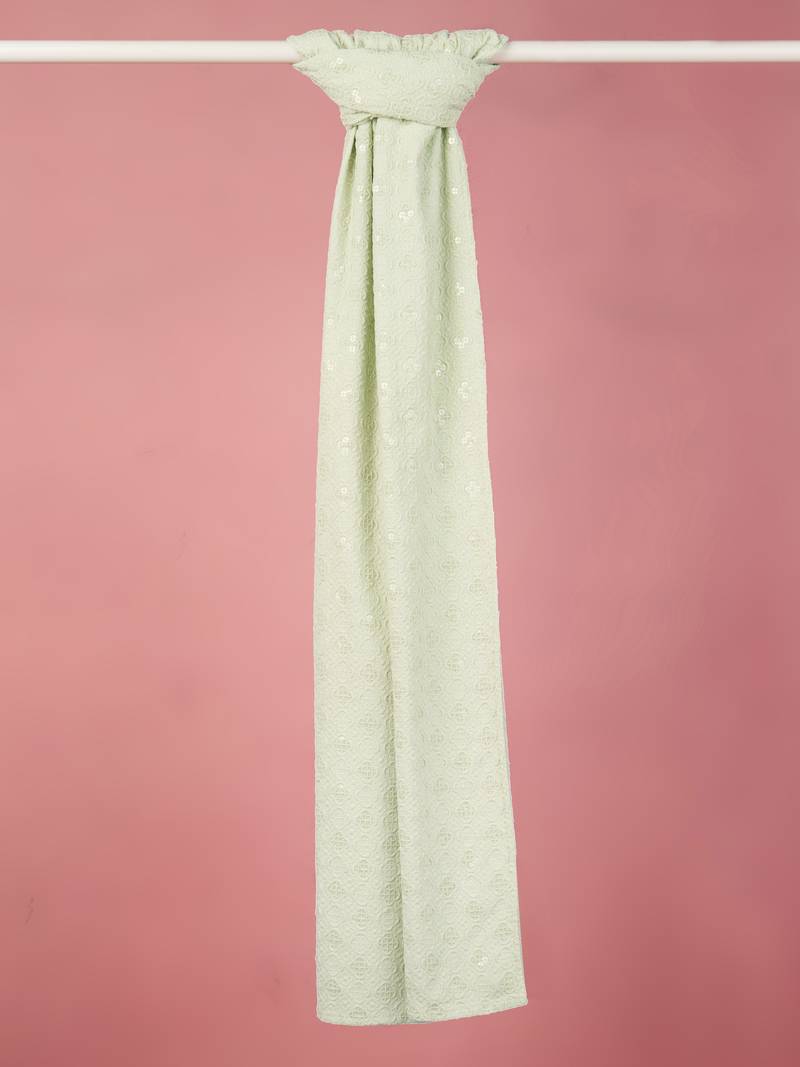 pista green silk blend embroidered dupatta | festive & wedding wear with sequin work