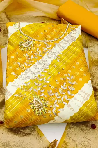 multicolor cotton hand embroidery dress material