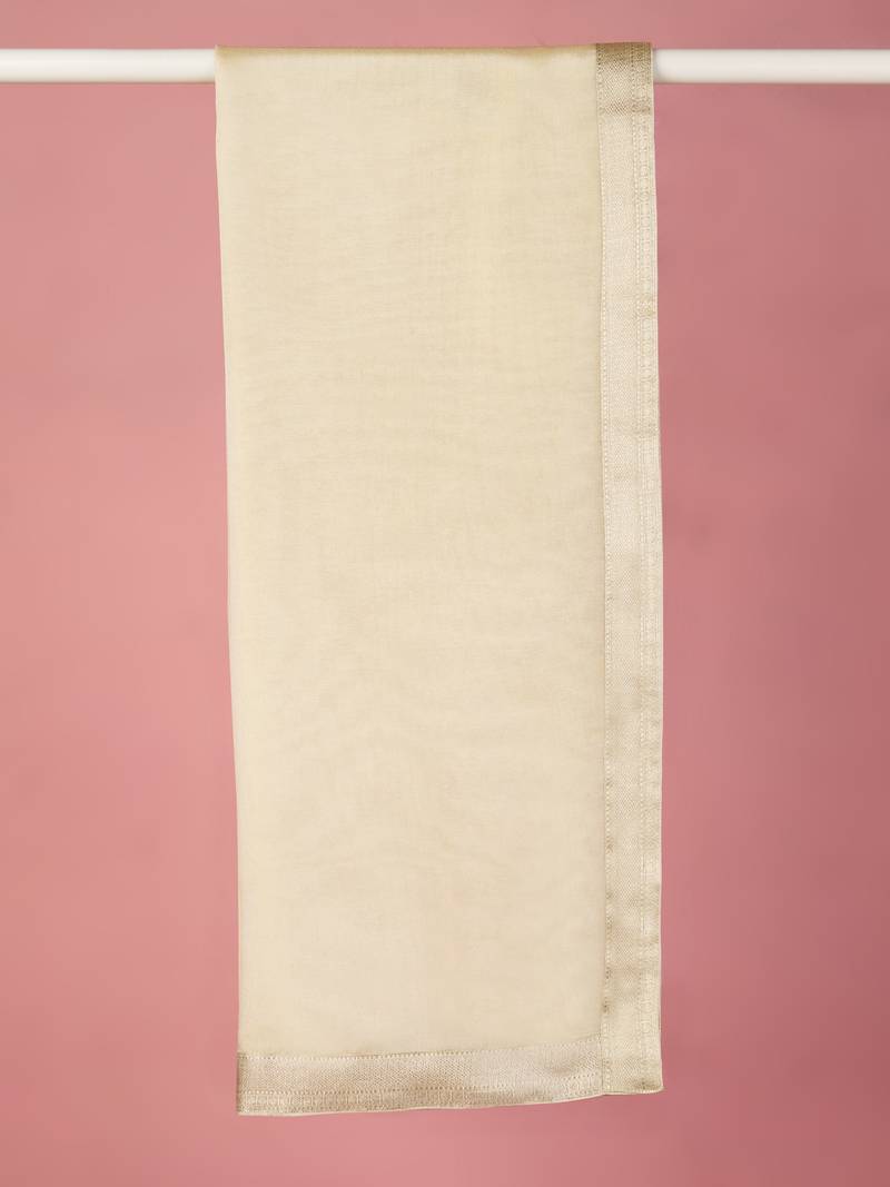 beige tissue silk dupatta | solid festive & wedding wear with fabric border