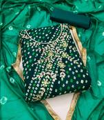 green cotton hand embroidery dress material