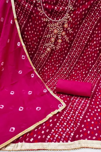 pink cotton hand embroidery dress material