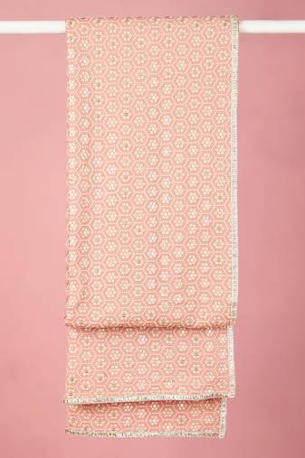 peach silk blend embroidered dupatta | festive & wedding wear with shifli sequin work