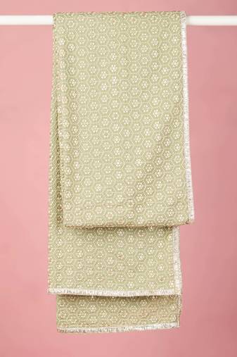 pista green silk blend embroidered dupatta | festive & wedding wear with shifli sequin work