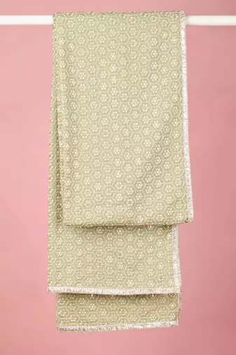 pista green silk blend embroidered dupatta | festive & wedding wear with shifli sequin work