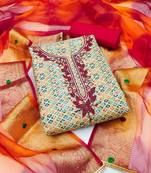 multicolor cotton embroidered dress material