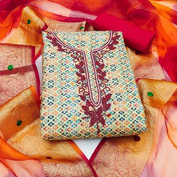 multicolor cotton embroidered dress material 3