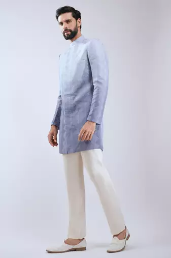 aqua silk blend ombre sherwani pant set 