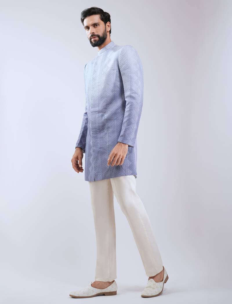 aqua silk blend ombre sherwani pant set 