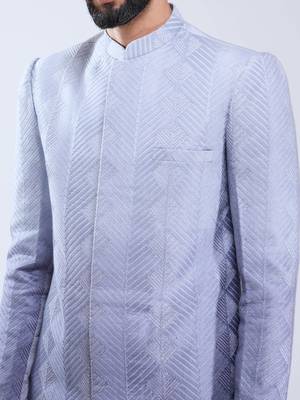 aqua silk blend ombre sherwani pant set  2