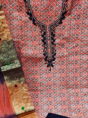 multicolor cotton embroidered dress material 4