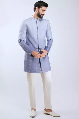 aqua silk blend ombre sherwani pant set 
