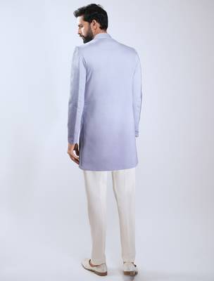 aqua silk blend ombre sherwani pant set  5