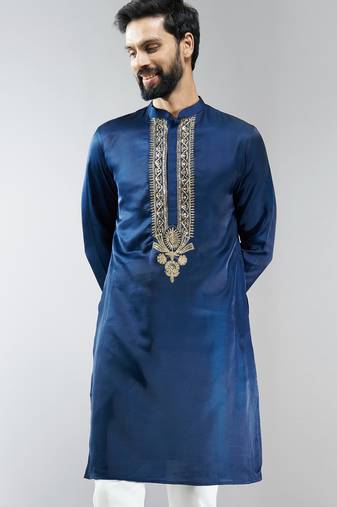 silk embroidered kurta 