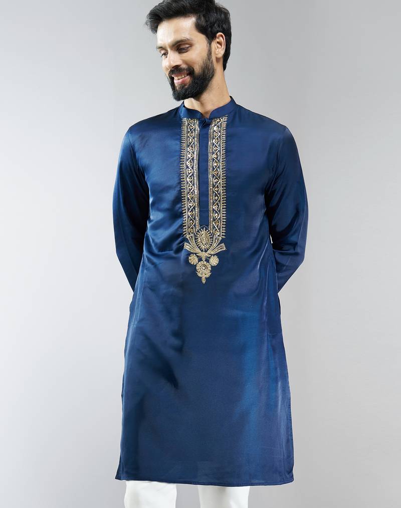 silk embroidered kurta 