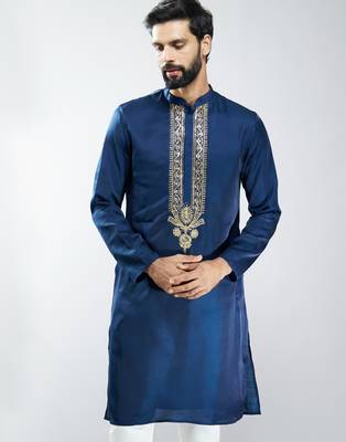 silk embroidered kurta  3