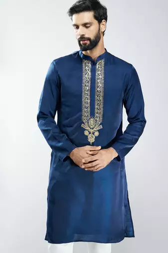 silk embroidered kurta 