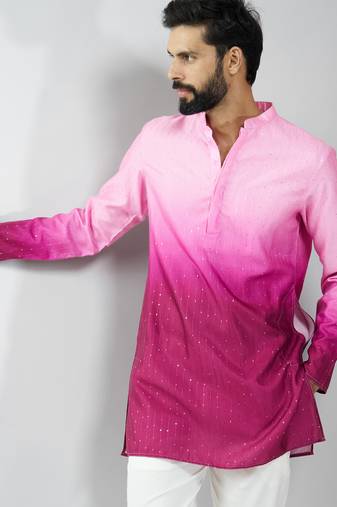 falsa silk blend ombre sequin kurta 